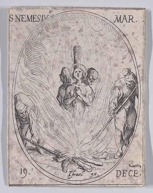 Jacques Callot, S. Nemèse, martyr (St. Nemesius, Martyr), December 19th, from "Les Images De Tous Les Saincts et Saintes de L'Année" (Images of All of the Saints and Religious Events of the Year)