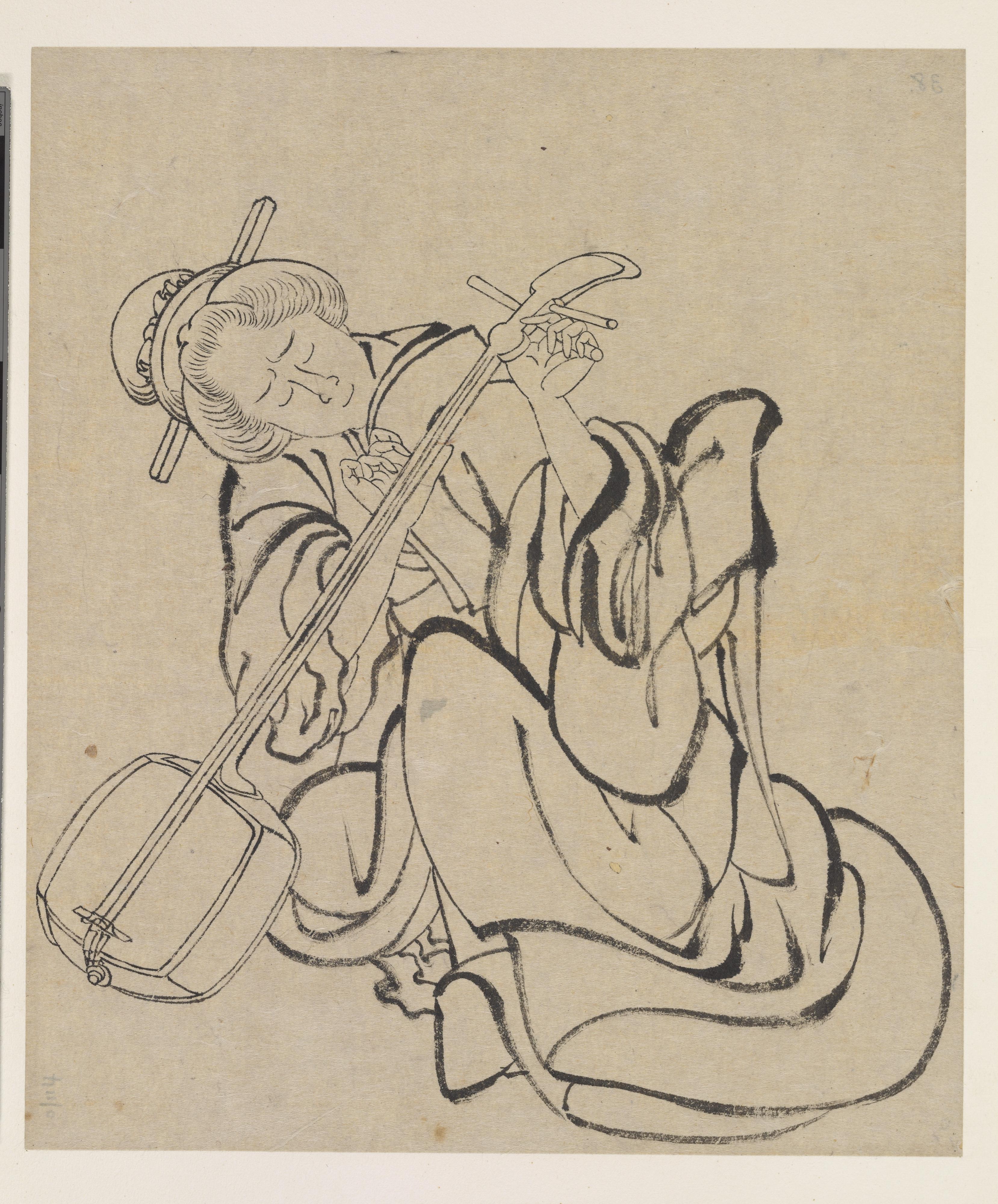 Katsushika Hokusai, Tuning the Samisen