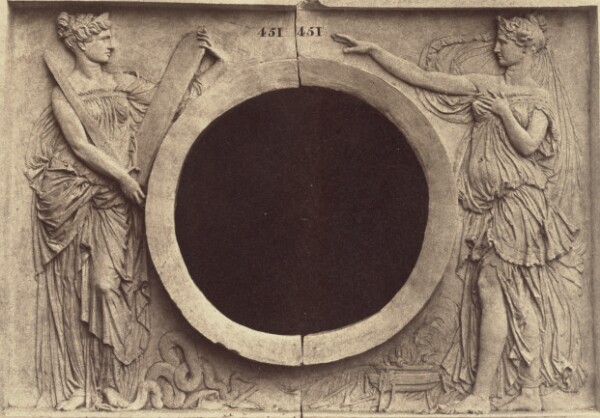 Édouard Baldus, ["La Justice et la Fraternité", Sculpture by Joseph Felon, Decoration of the Louvre, Paris]