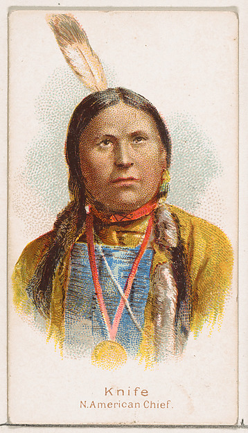 William S. Kimball & Company, Knife, North American Chief, from the Savage and Semi-Barbarous Chiefs and Rulers series (N189) issued by Wm. S. Kimball & Co.