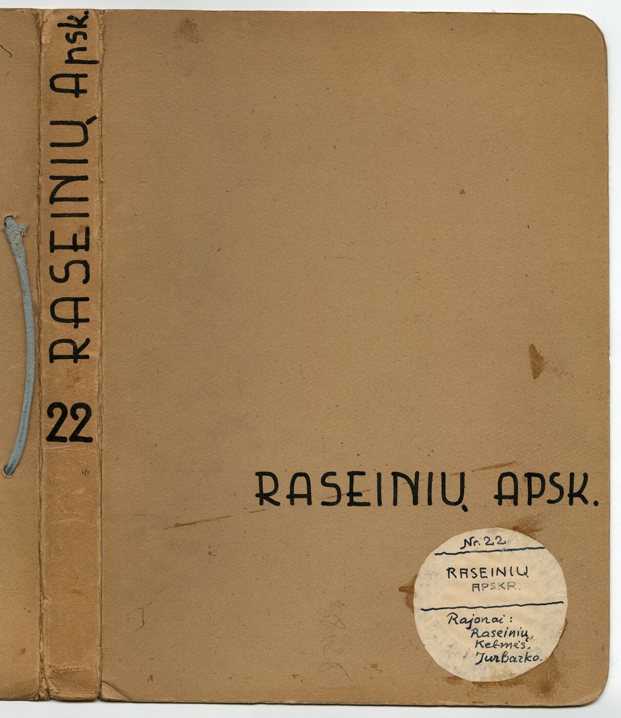 Vladas Zdzichauskas, Archyvinė byla Nr. 22. Raseinių apskr. kaimų etnografinė medžiaga