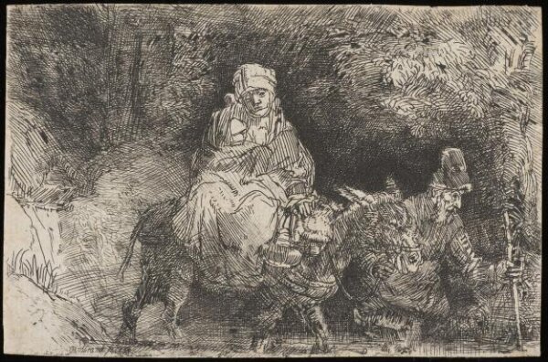 Rembrandt van Rijn, The Flight into Egypt: crossing a brook