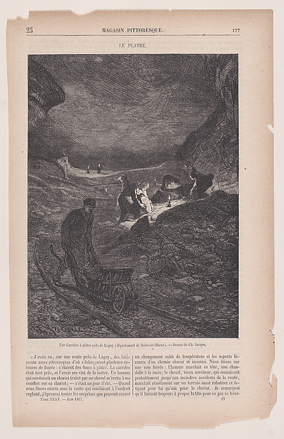 Charles Jacque, Une Carrière à plâtre près de Lagny (département de Seine-et-Marne), from "Le Magasin Pittoresque"