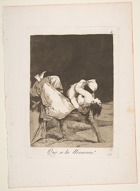 Goya (Francisco de Goya y Lucientes), Plate 8 from "Los Caprichos": They carried her off! (Que se la llevaron!)