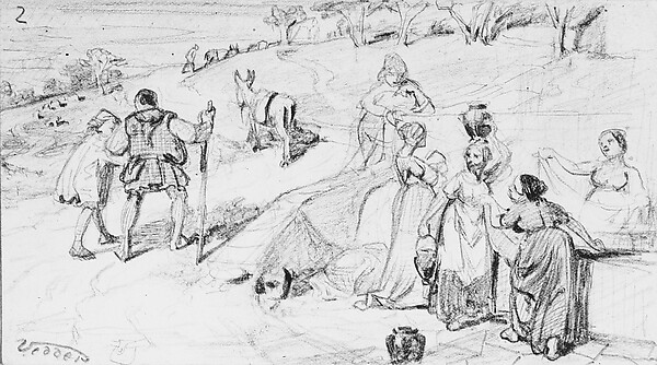 Elihu Vedder, The Fable of the Miller, His Son and the Donkey  No. 2