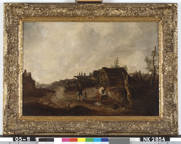 Salomon Rombouts, Dorpsgezicht met een vrouw bij een put