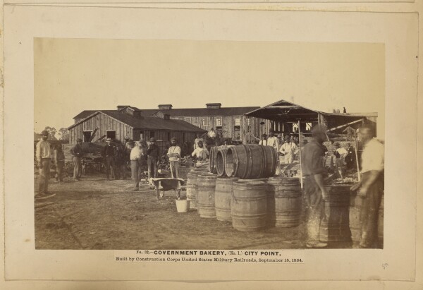 A. J. Russell, No. 32, Government Bakery (No. 1) City Point Built by Construction Corps USMRRd, September 15, 1864.