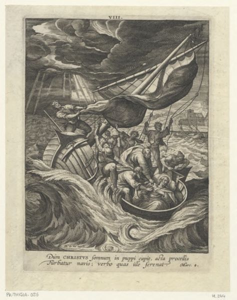 Collaert, Adriaen, (-1618), (printmaker), Vita Christi: Christ in the storm on the sea of Galilee