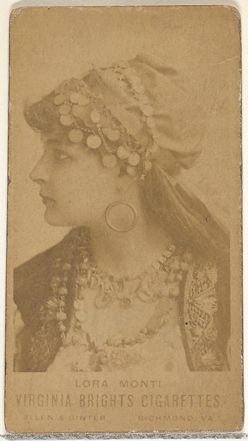 Allen & Ginter, Lora Monti, from the Actors and Actresses series (N45, Type 1) for Virginia Brights Cigarettes