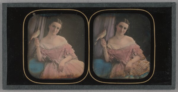 Unknown, [Portrait of a Seated Woman with a Bird Perched on Her Finger]
