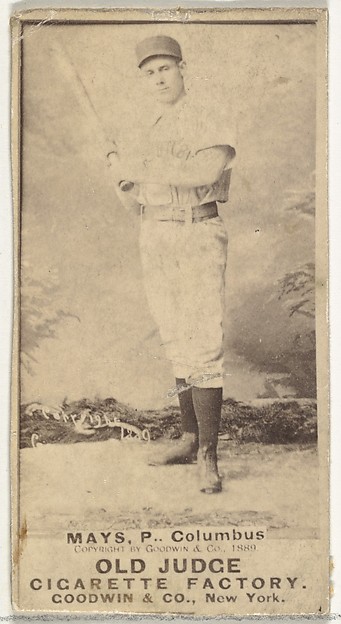 Goodwin & Company, Albert C. "Al" Mays, Pitcher, Cleveland, from the Old Judge series (N172) for Old Judge Cigarettes