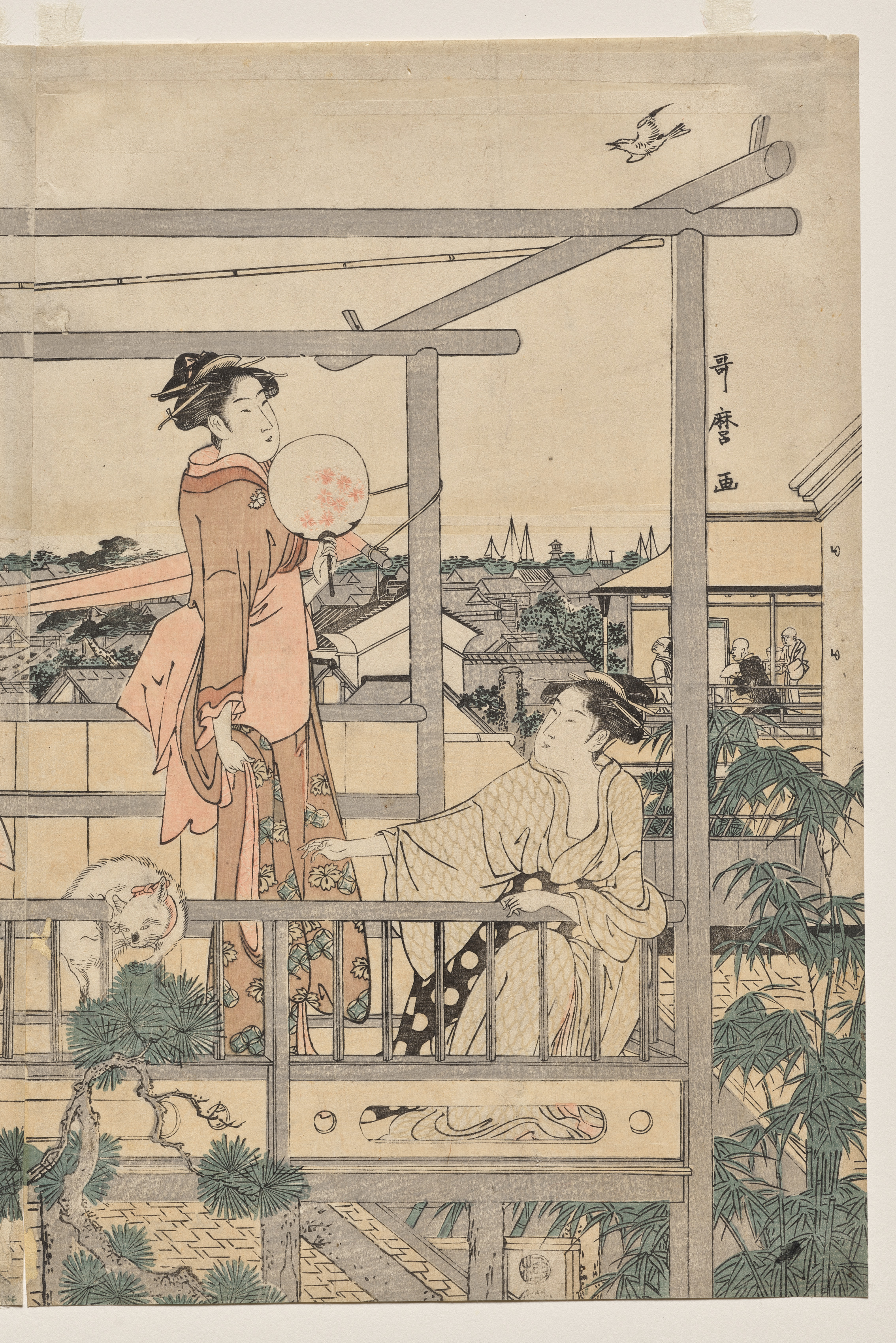Kitagawa Utamaro, Women Hanging Laundry to Dry on a Balcony