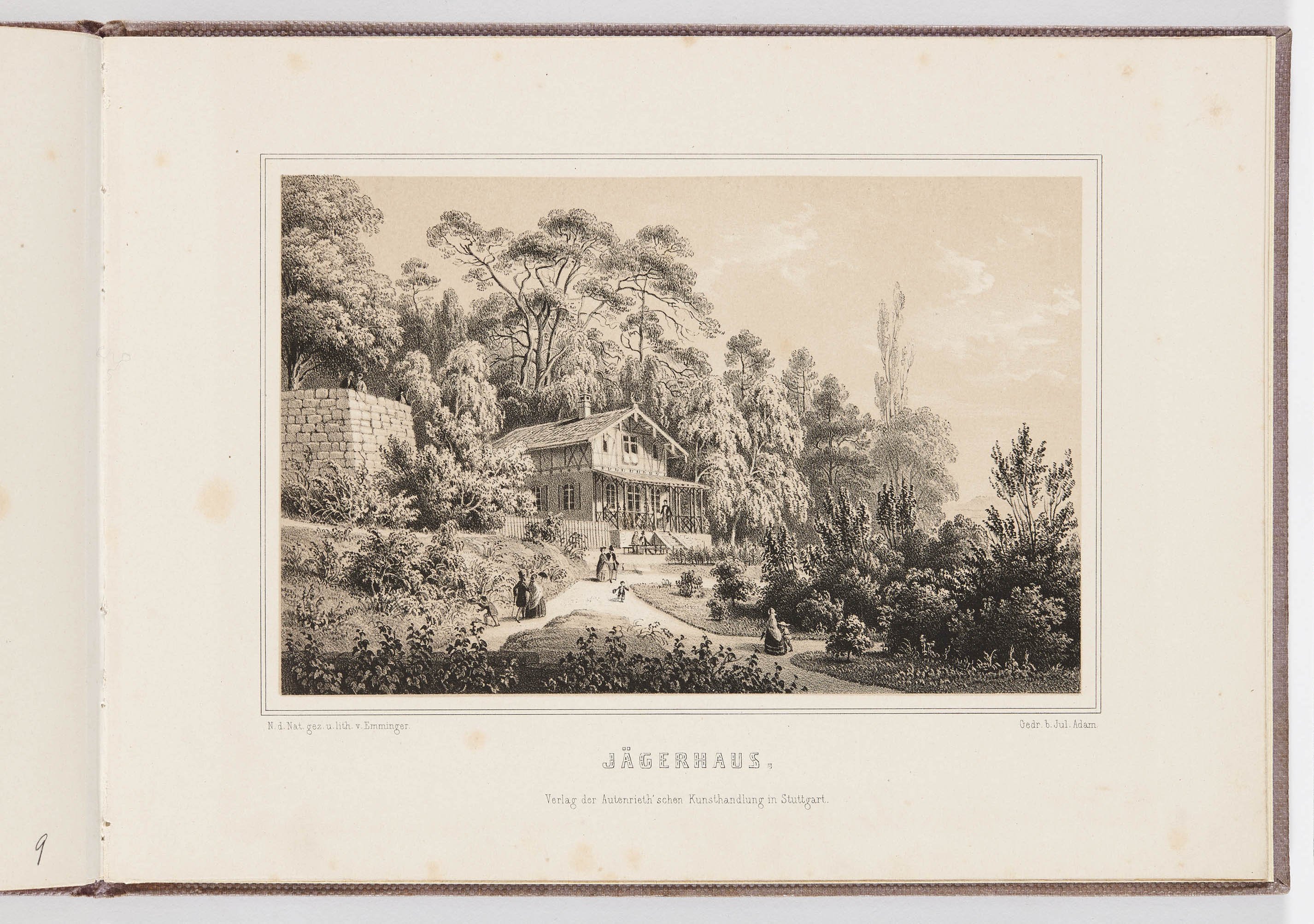 Eberhard Emminger, "Album von Stuttgart", Blatt 10: "Jägerhaus."