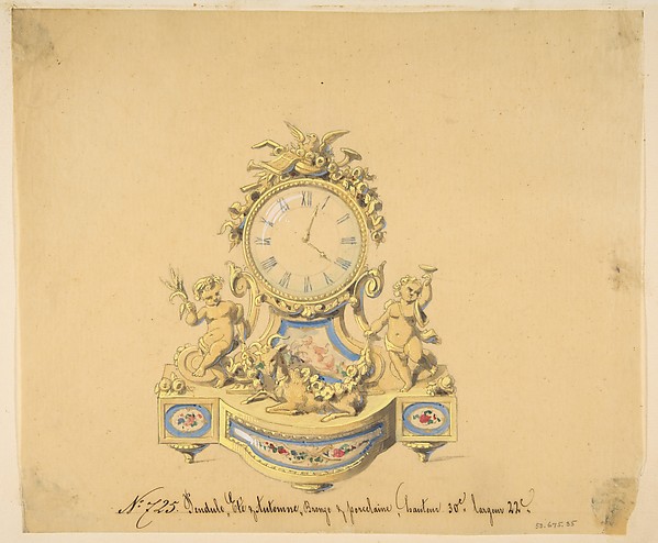 Anonymous, French, 19th century, Design for a Clock: Summer and Autumn