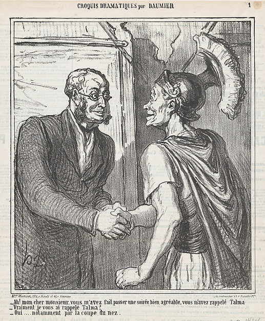 Honoré Daumier, Ah, my dear sir, you have made my evening a very pleasant one..., from "Dramatic Sketches"
