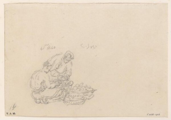 George Chinnery, Two Chinese figures with baskets of produce