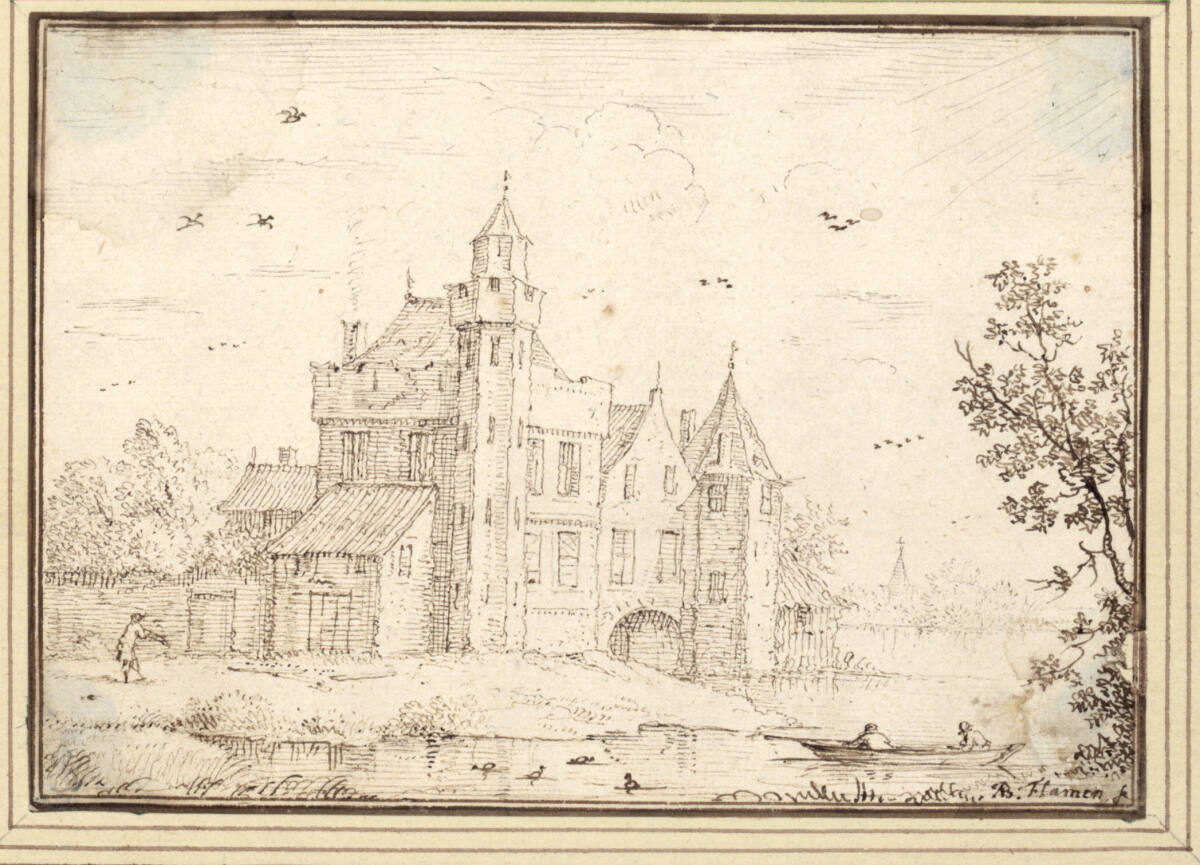 AlbertFlamen, Uferlandschaft mit altem Schlößchen (III-5)