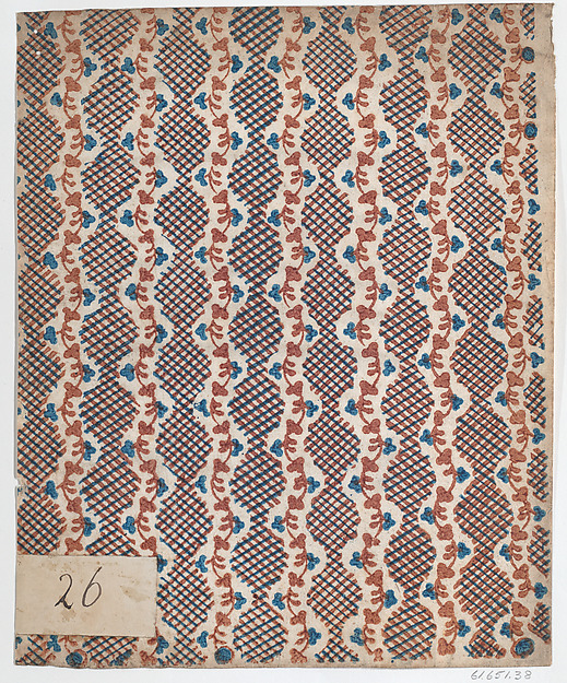 Anonymous, Sheet with overall vine and criss-cross pattern