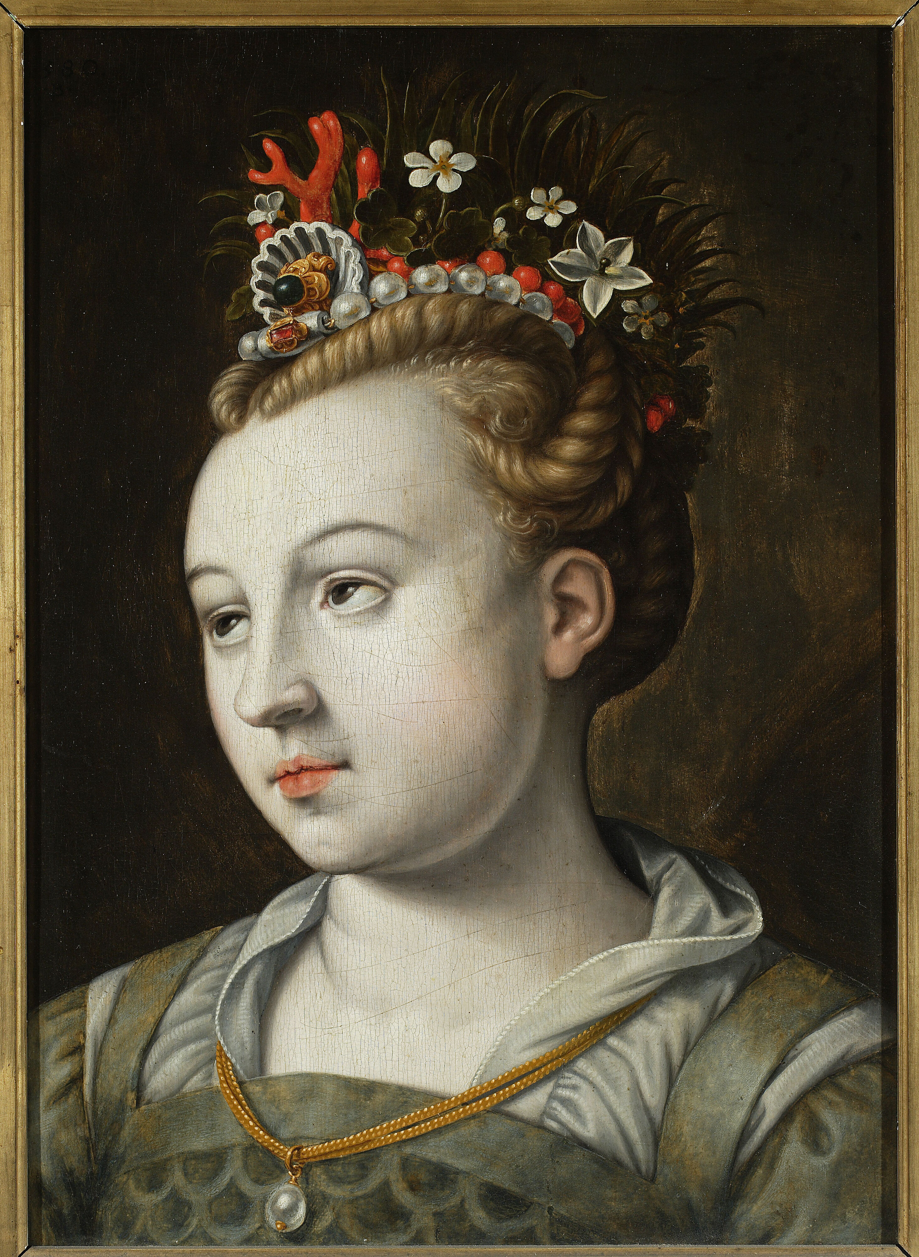 Bernaert de Rijckere, Head of a woman with eyes looking up