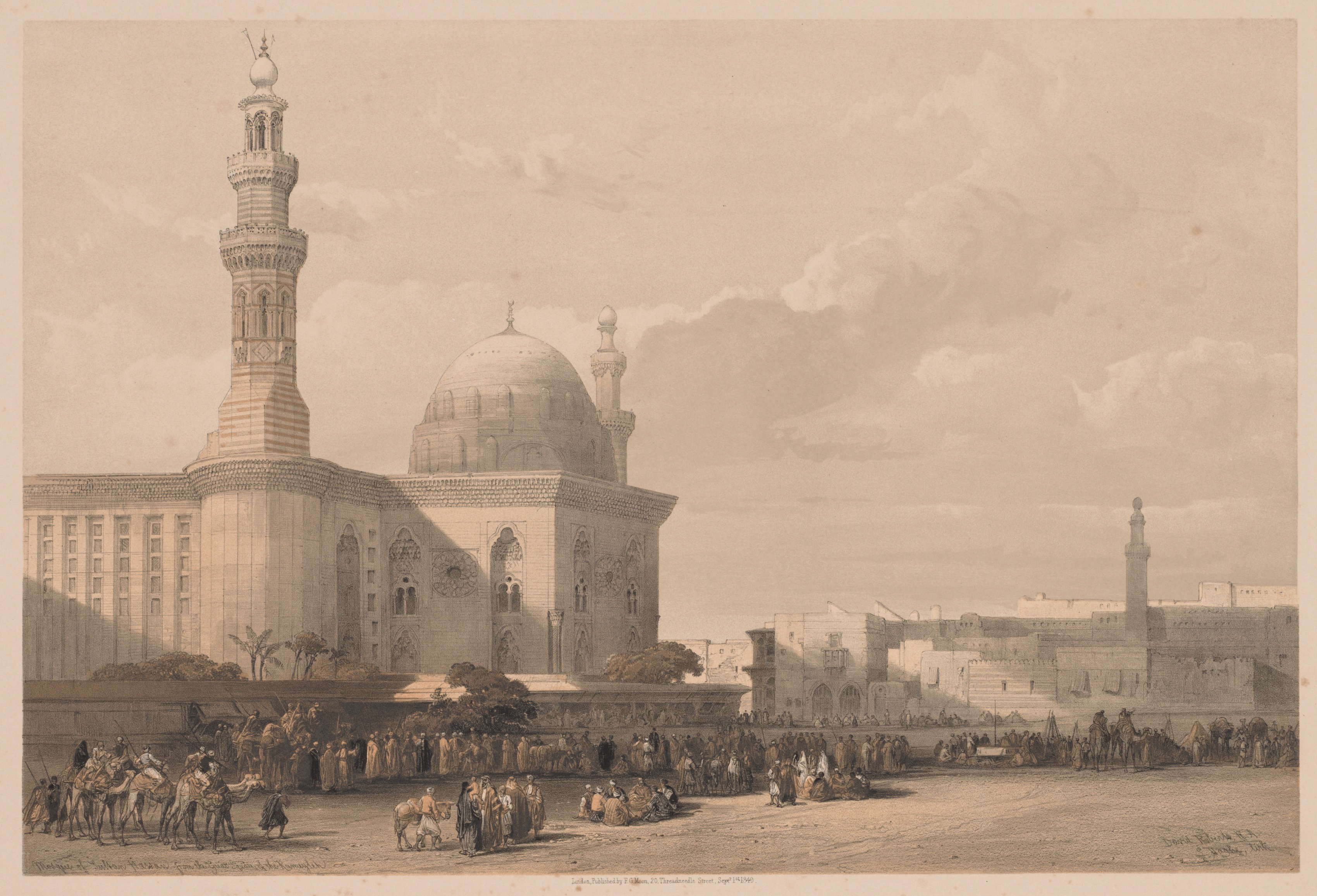 Louis Haghe, Egypt and Nubia:  Volume III–No. 38, Mosque of Sultan Hassan from the Great Square of the Rameyleh