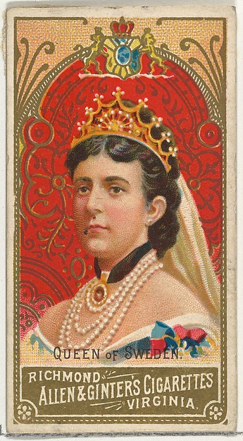 Allen & Ginter, Queen of Sweden, from World's Sovereigns series (N34) for Allen & Ginter Cigarettes