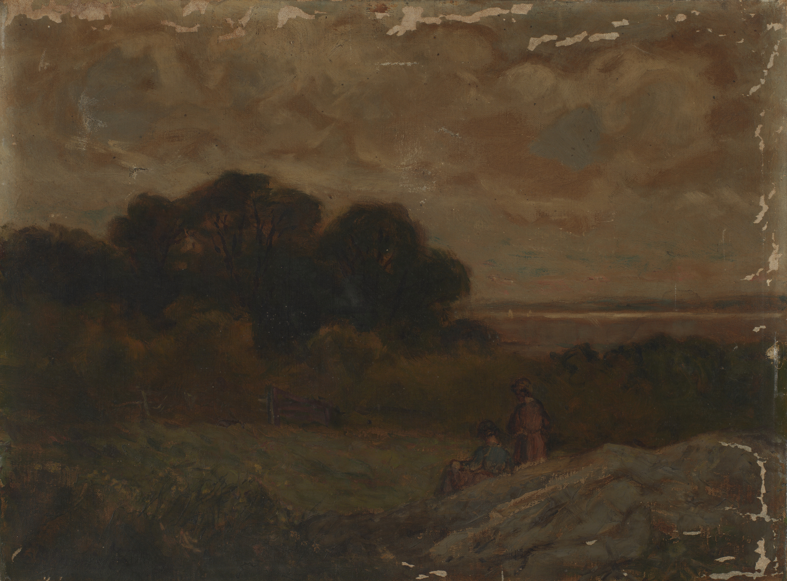 Edward Mitchell Bannister, Untitled (Landscape with Two Women Reclining on Rocks)