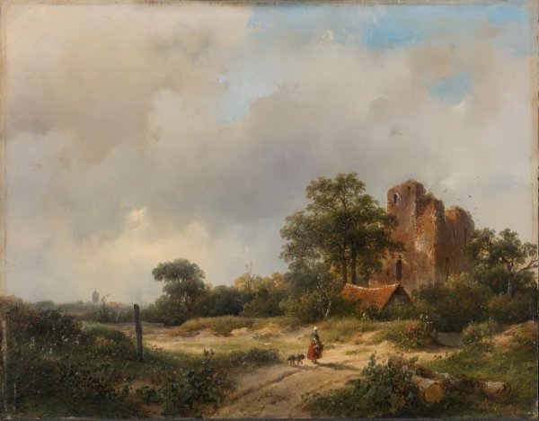 Andreas Schelfhout, Landscape with the Ruins of Brederode Castle in Santpoort