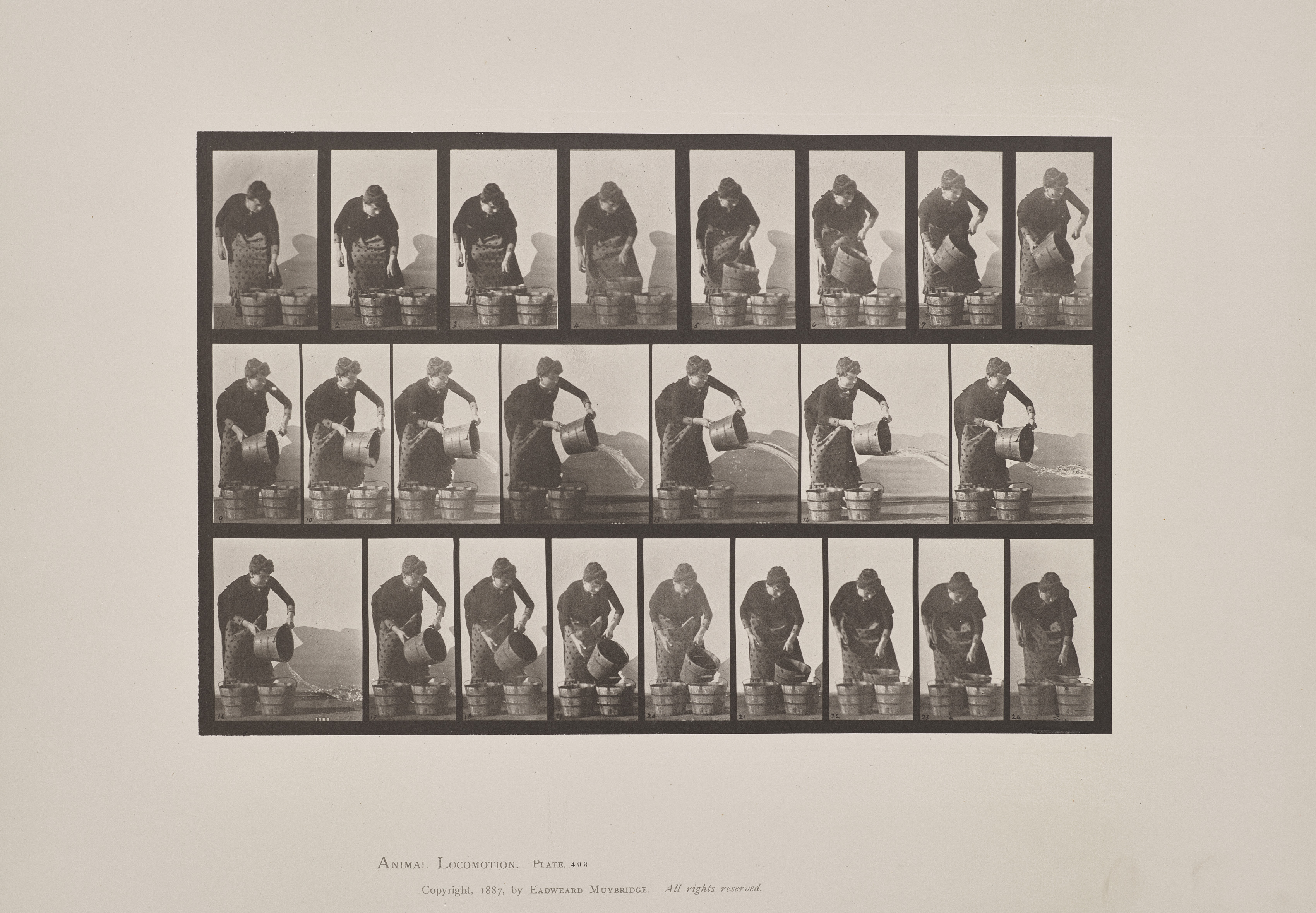 Eadweard J. Muybridge, Emptying a Bucket of Water