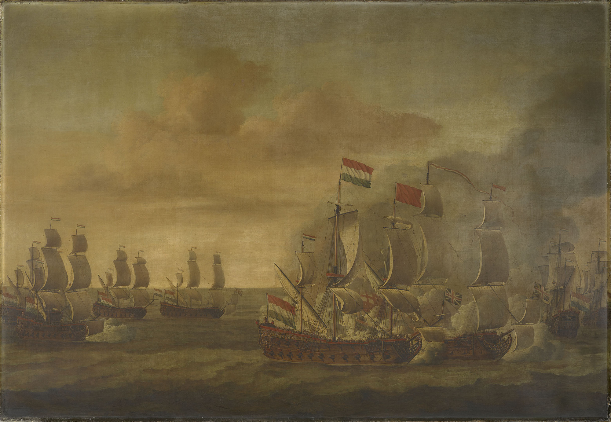 Willem van de Velde the Elder, The Action of the Kingfisher with Seven Algerine Ships, 1 June 1681