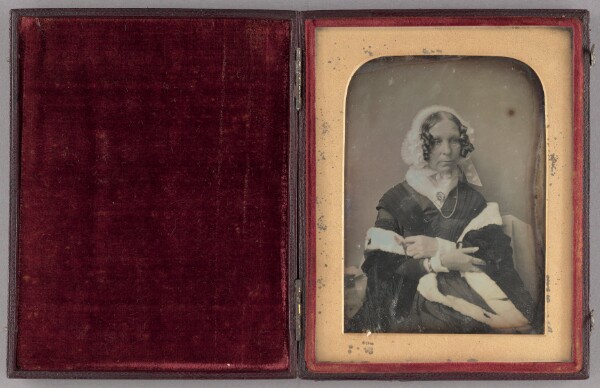 Unknown, [Portrait of a Seated Elderly Woman with Ringlets in Matron Cap]