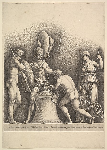 Wenceslaus Hollar, Four Classical Figures (pagan sacrifice)