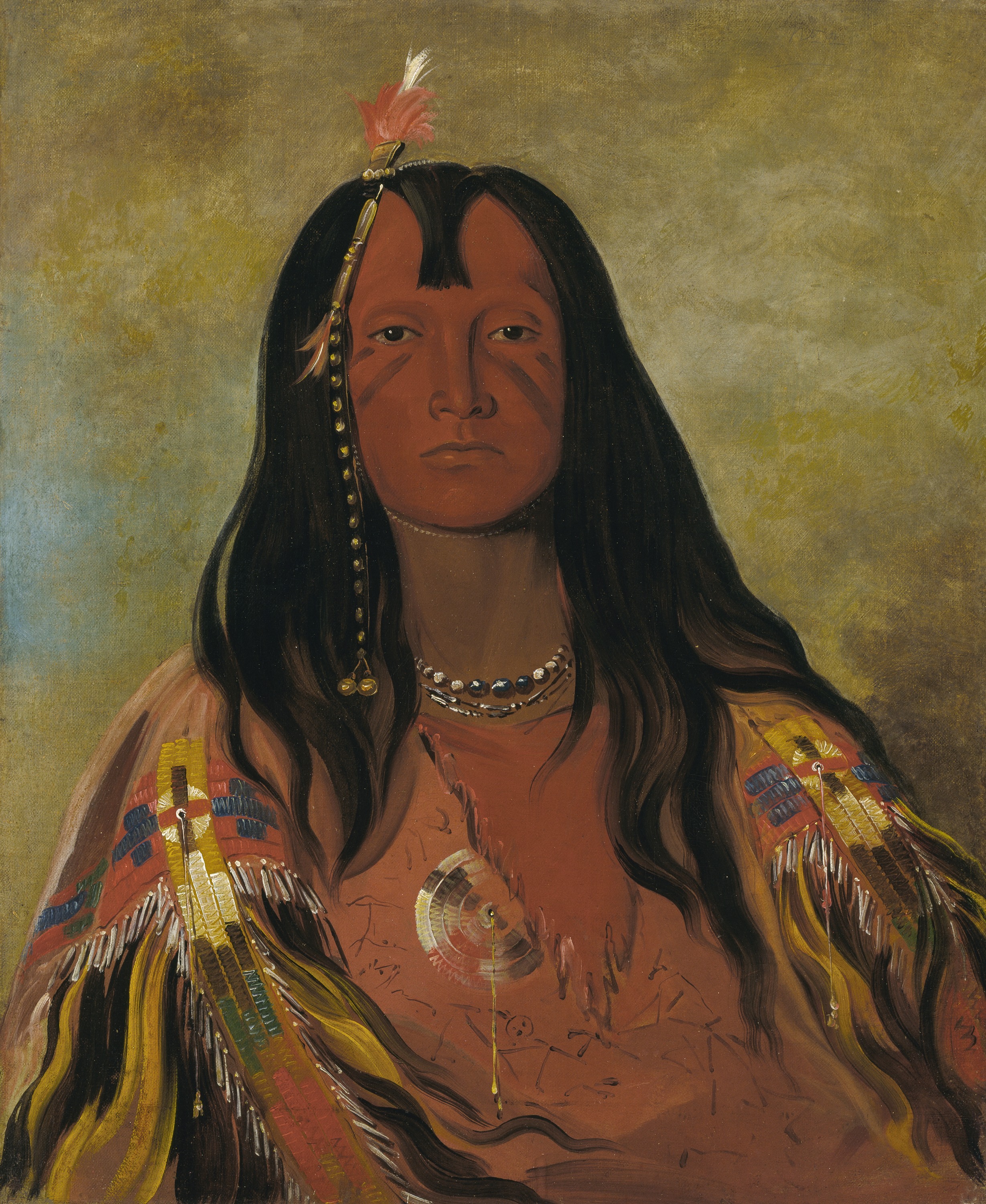 George Catlin, H'co-a-h'co-a-h'cotes-min, No Horns on His Head, a Brave