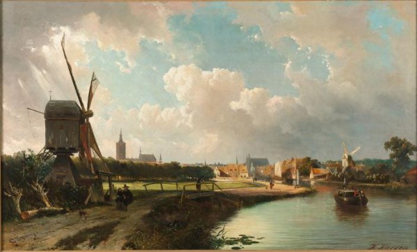 Cornelis Springer, View of The Hague from the Delftse Vaart in the Seventeenth Century