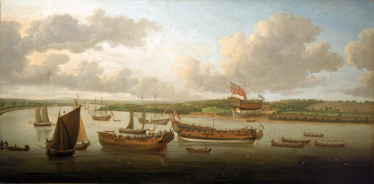 John Cleveley the Elder, Launch of a Fourth-Rate on the River Orwell
