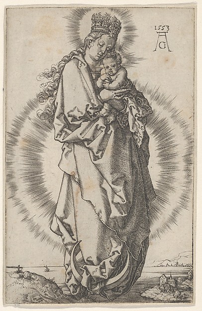Heinrich Aldegrever, The Virgin and Child on a Crescent Moon