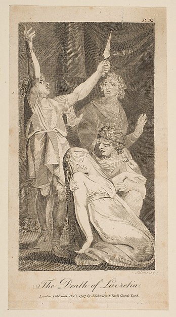 William Blake, The Death of Lucretia, from Allen's "New and Impartial Roman History"