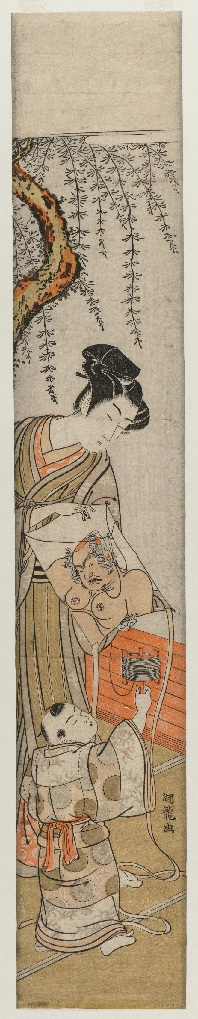 Isoda Koryūsai, Young Man and Child with a Kite