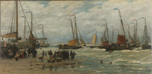 Hendrik Willem Mesdag, Fishing Pinks in Breaking Waves