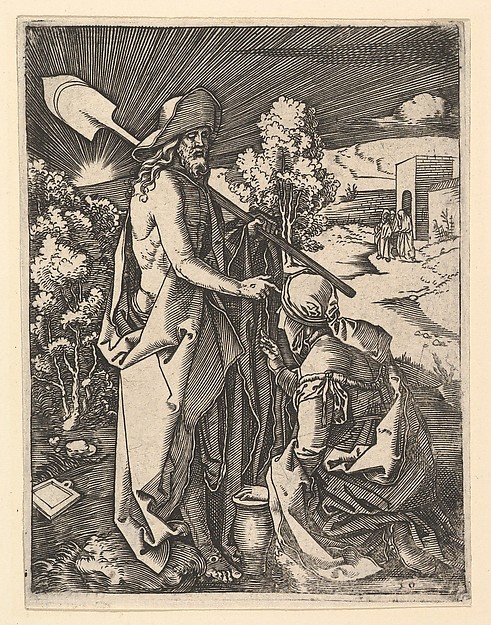 Marcantonio Raimondi, Christ Appearing to the Magdalen as a gardener, from "The Passion of Christ", after Dürer