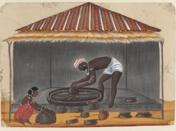 Unknown, One of eleven paintings depicting craftsmen and their shops.