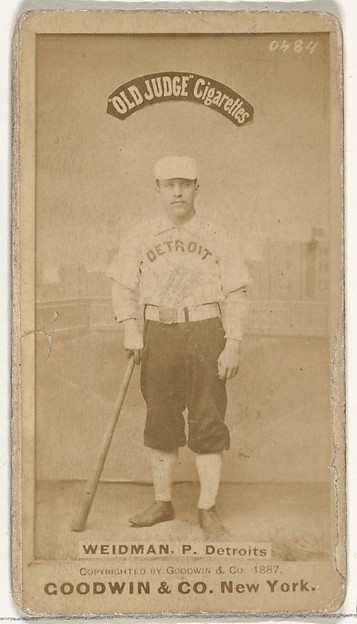 Goodwin & Company, George Edward "Stump" Wiedman, Pitcher, Detroit Wolverines, from the Old Judge series (N172) for Old Judge Cigarettes