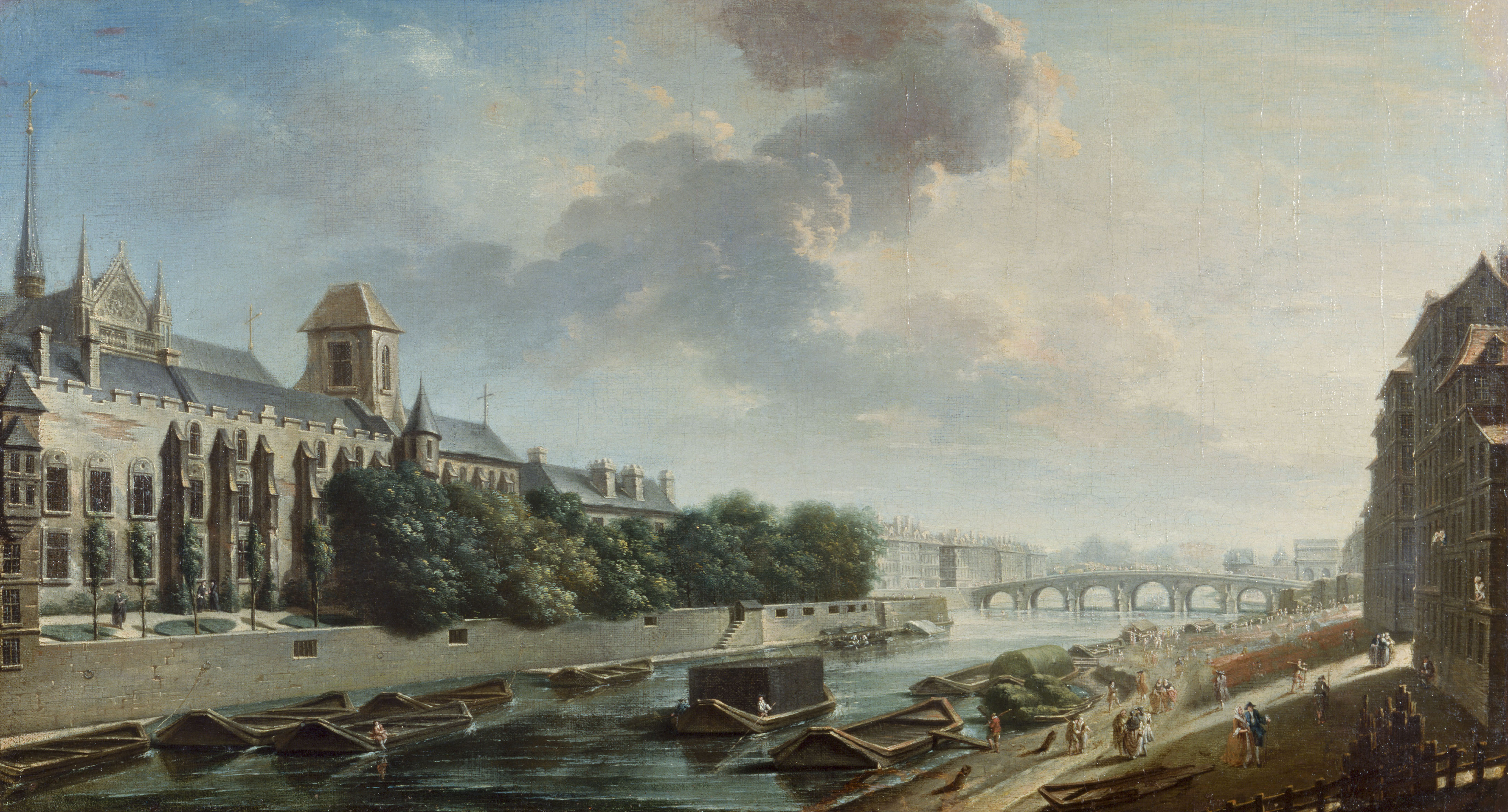 Nicolas Jean-Baptiste Raguenet, Le Palais de l'archevêché, vue de la rive gauche