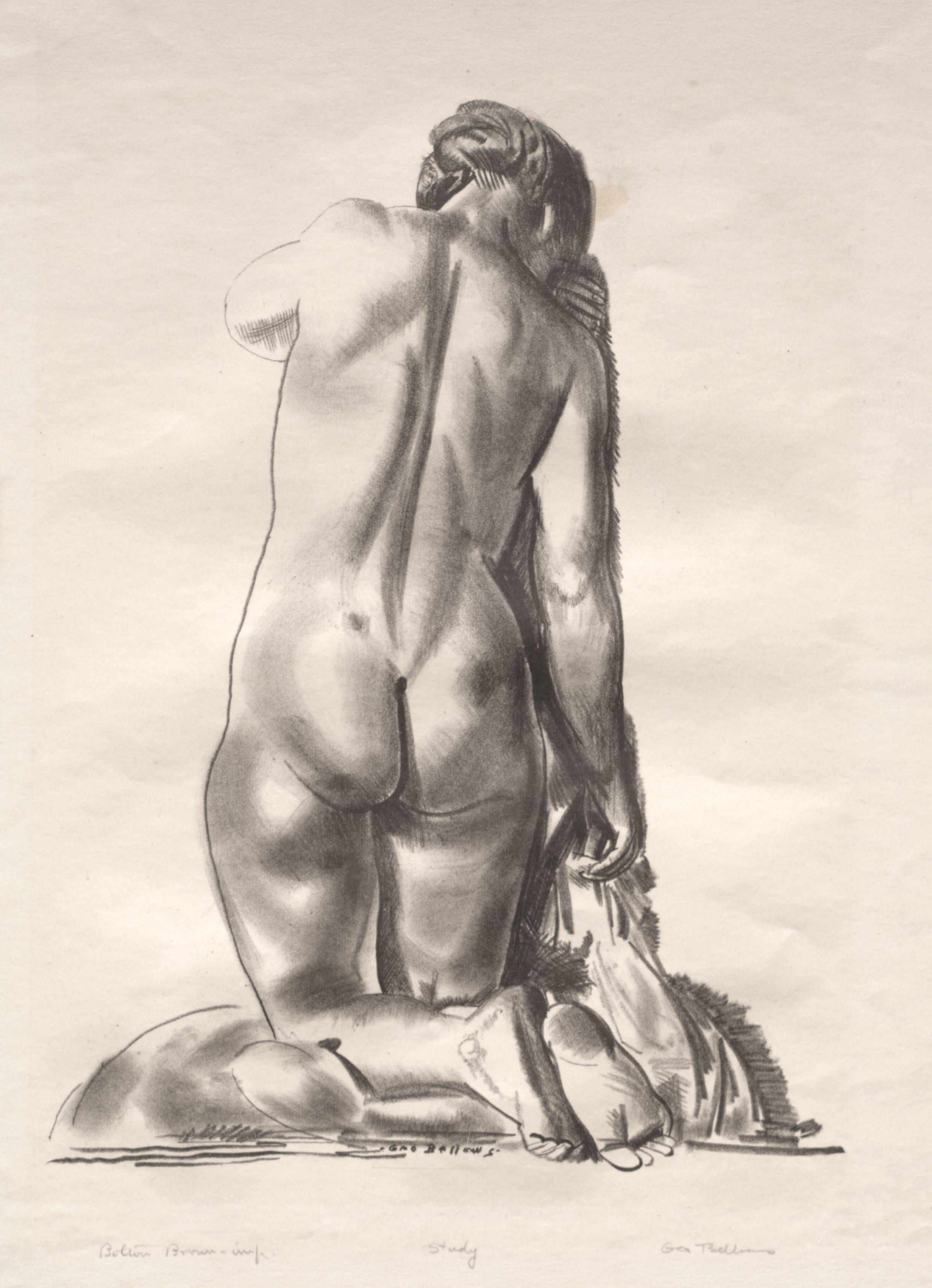 George Bellows, Nude Study, Woman Kneeling on a Pillow