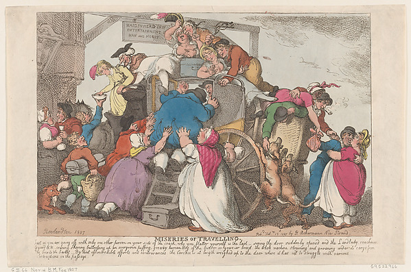 Thomas Rowlandson, Miseries of Travelling: the Overloaded Coach