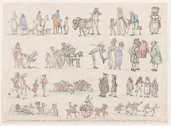 Thomas Rowlandson, Plate 6, Outlines of Figures, Landscapes and Cattle...for the Use of Learners