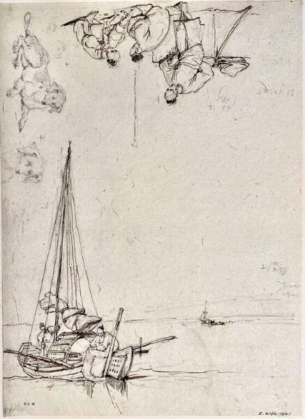 George Chinnery, A Tanka boat and other sketches