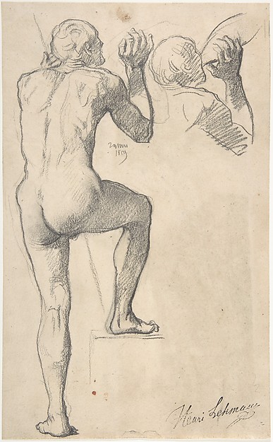 Henri Lehmann, Back View of a Male Nude