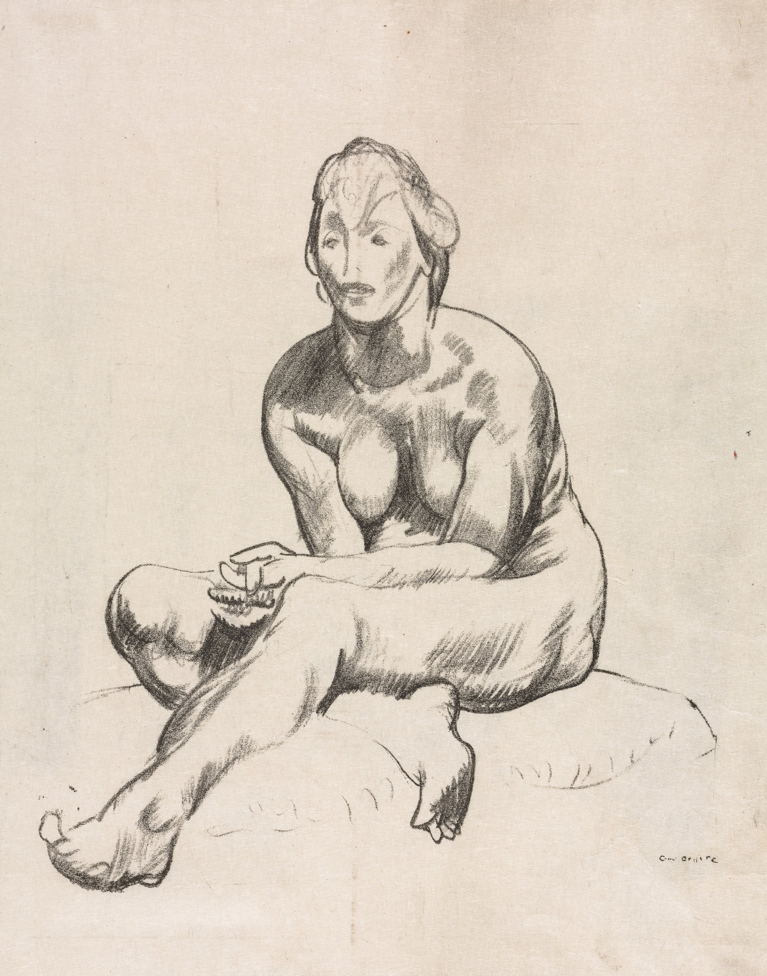 George Bellows, Life Study, Nude Woman Seated With Folded Hands