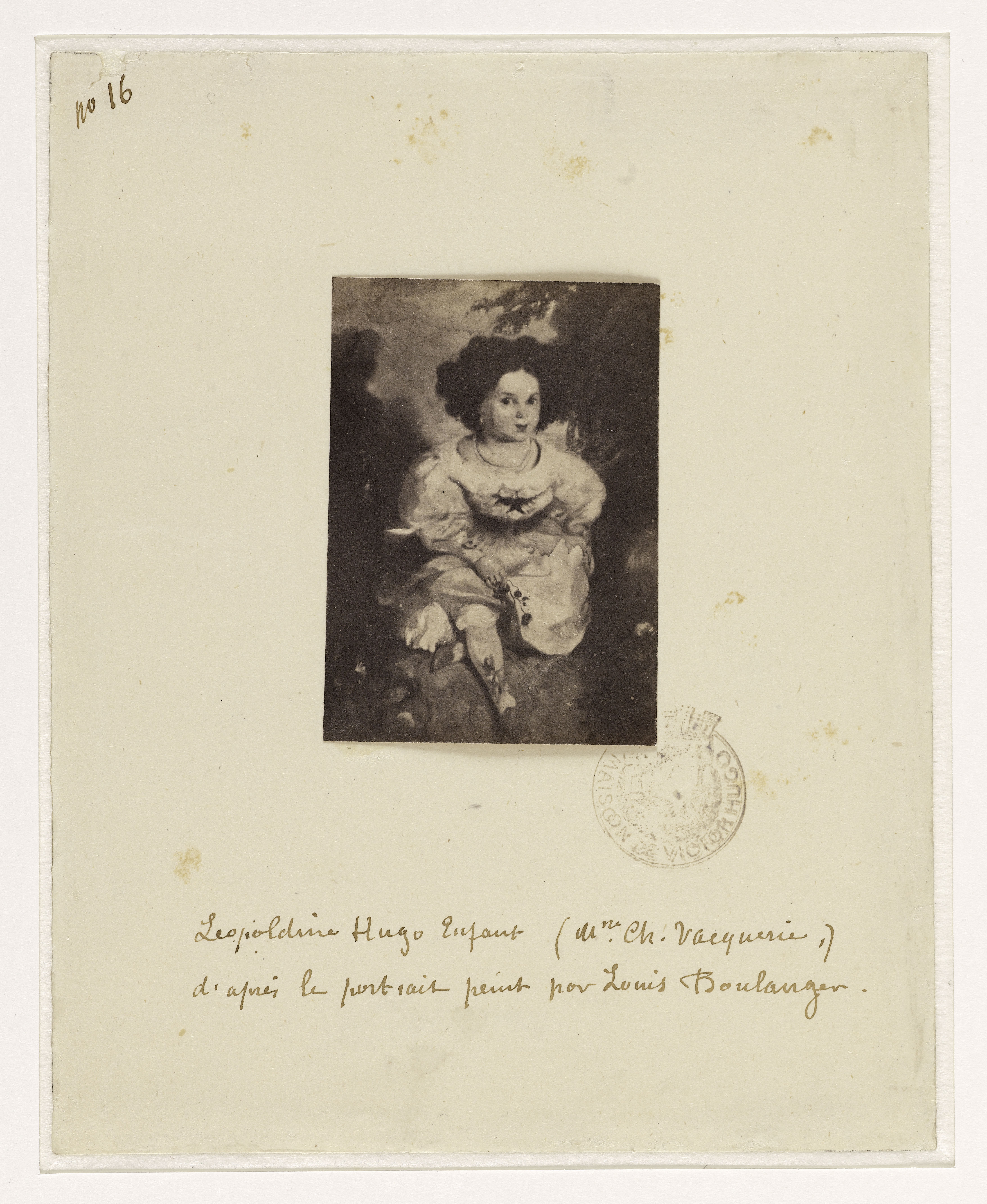 Auguste Vacquerie, "Léopoldine Hugo enfant. D'après le portrait peint par Louis Boulanger"