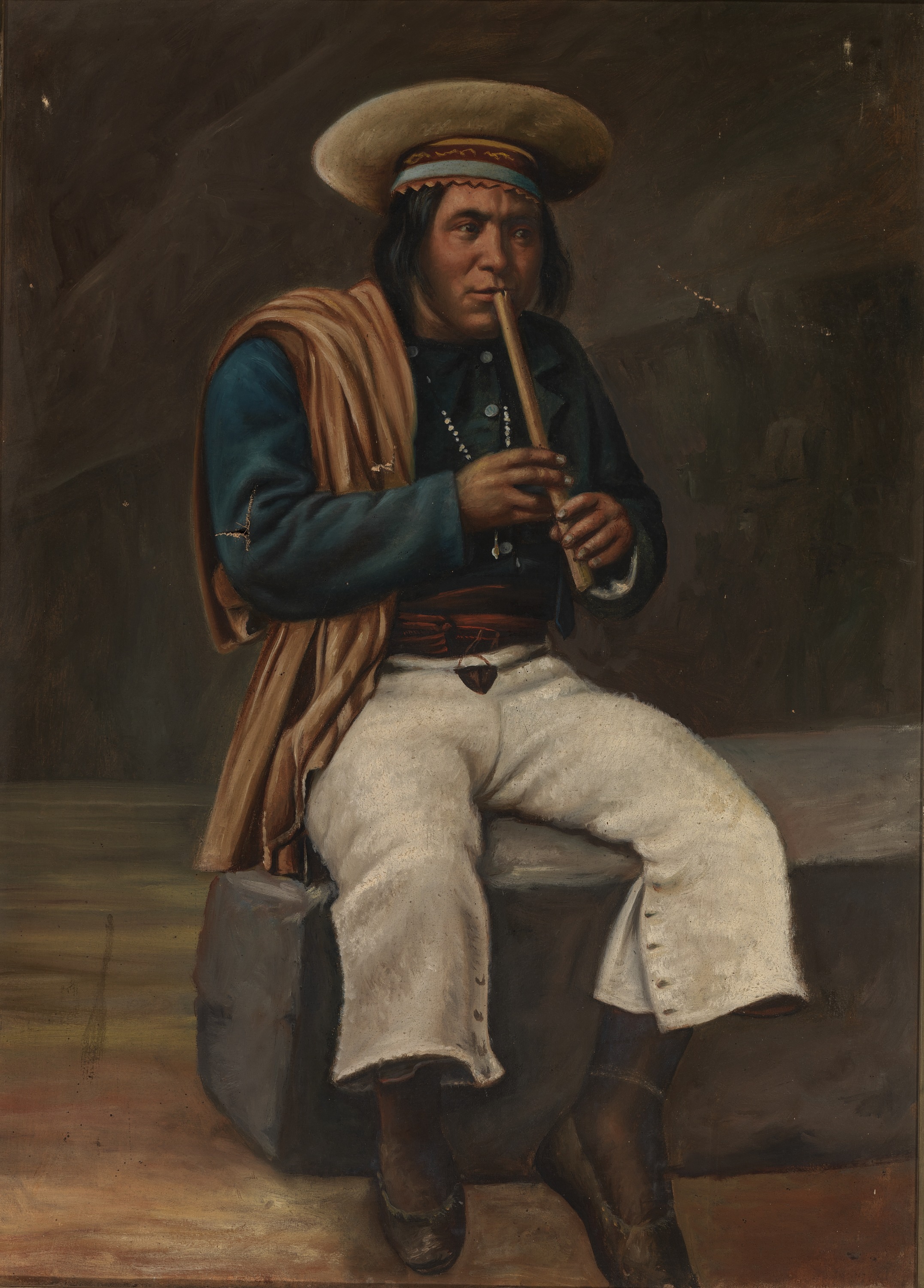 Unidentified, Bolivian Indian Playing the Quena